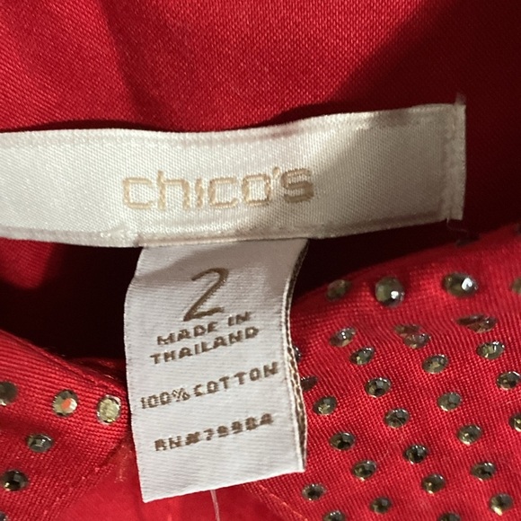 Cotton Chicos NWT Womens Button down shirt top rhinestone Collar size Large - Picture 11 of 14